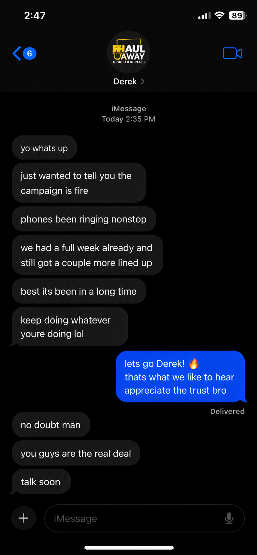 Client text: phones been ringing nonstop